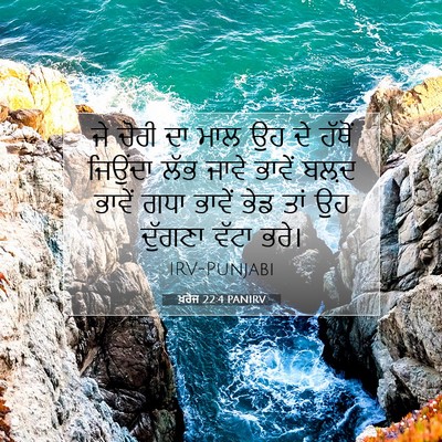 Picture 07 - ਖ਼ਰੋਜ 22:4 PANIRV - ਜੇ ਚੋਰੀ ਦਾ ਮਾਲ ਉਹ - Bible Verse Picture