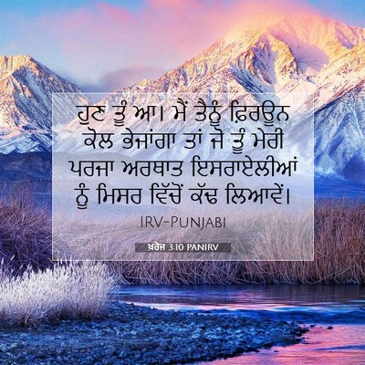 Picture 07 - ਖ਼ਰੋਜ 3:10 PANIRV - ਹੁਣ ਤੂੰ ਆ। ਮੈਂ - Bible Verse Picture