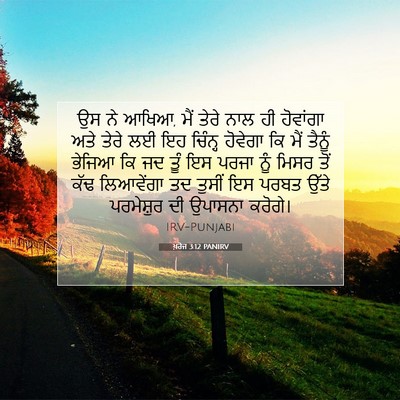 Picture 07 - ਖ਼ਰੋਜ 3:12 PANIRV - ਉਸ ਨੇ ਆਖਿਆ, ਮੈਂ - Bible Verse Picture
