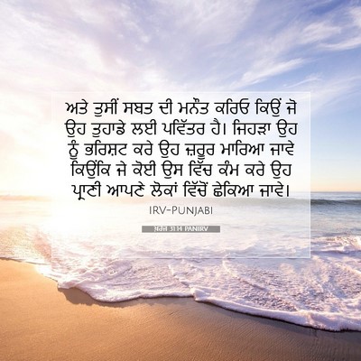 Picture 07 - ਖ਼ਰੋਜ 31:14 PANIRV - ਅਤੇ ਤੁਸੀਂ ਸਬਤ ਦੀ - Bible Verse Picture