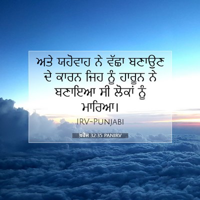 Picture 07 - ਖ਼ਰੋਜ 32:35 PANIRV - ਅਤੇ ਯਹੋਵਾਹ ਨੇ ਵੱਛਾ - Bible Verse Picture
