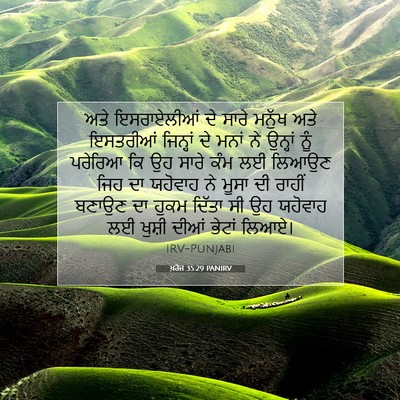 Picture 07 - ਖ਼ਰੋਜ 35:29 PANIRV - ਅਤੇ ਇਸਰਾਏਲੀਆਂ ਦੇ - Bible Verse Picture