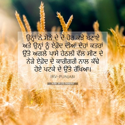 Picture 07 - ਖ਼ਰੋਜ 39:20 PANIRV - ਉਨ੍ਹਾਂ ਨੇ ਸੋਨੇ ਦੇ - Bible Verse Picture