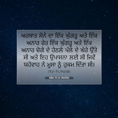 Picture 07 - ਖ਼ਰੋਜ 39:26 PANIRV - ਅਰਥਾਤ ਸੋਨੇ ਦਾ ਇੱਕ - Bible Verse Picture