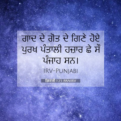 Picture 07 - ਗਿਣਤੀ 1:25 PANIRV - ਗਾਦ ਦੇ ਗੋਤ ਦੇ ਗਿਣੇ - Bible Verse Picture