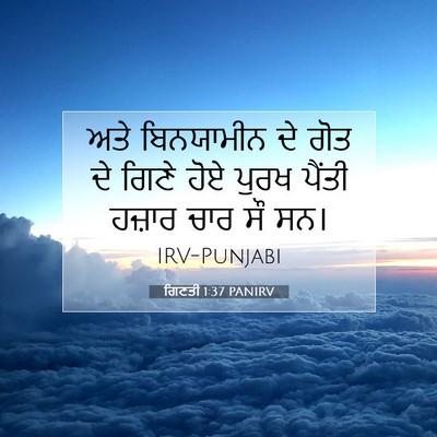Picture 07 - ਗਿਣਤੀ 1:37 PANIRV - ਅਤੇ ਬਿਨਯਾਮੀਨ ਦੇ - Bible Verse Picture