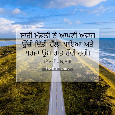 Picture 07 - ਗਿਣਤੀ 14:1 PANIRV - ਸਾਰੀ ਮੰਡਲੀ ਨੇ ਆਪਣੀ - Bible Verse Picture