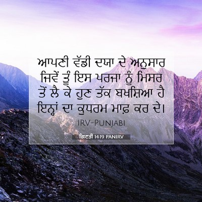 Picture 07 - ਗਿਣਤੀ 14:19 PANIRV - ਆਪਣੀ ਵੱਡੀ ਦਯਾ ਦੇ - Bible Verse Picture
