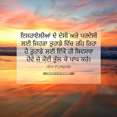 Picture 07 - ਗਿਣਤੀ 15:29 PANIRV - ਇਸਰਾਏਲੀਆਂ ਦੇ ਦੇਸੀ - Bible Verse Picture