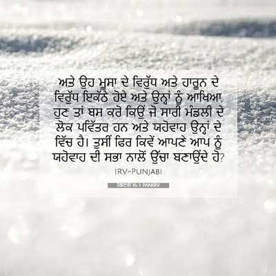Picture 07 - ਗਿਣਤੀ 16:3 PANIRV - ਅਤੇ ਉਹ ਮੂਸਾ ਦੇ - Bible Verse Picture