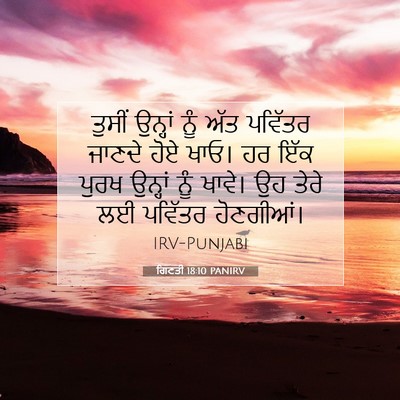 Picture 07 - ਗਿਣਤੀ 18:10 PANIRV - ਤੁਸੀਂ ਉਨ੍ਹਾਂ ਨੂੰ - Bible Verse Picture