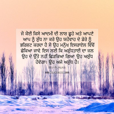 Picture 07 - ਗਿਣਤੀ 19:13 PANIRV - ਜੋ ਕੋਈ ਕਿਸੇ ਆਦਮੀ ਦੀ - Bible Verse Picture