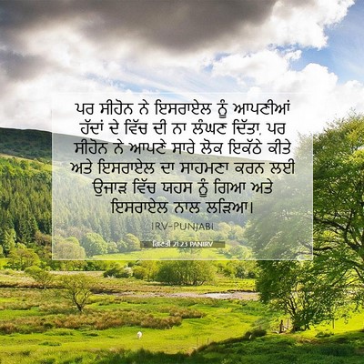Picture 07 - ਗਿਣਤੀ 21:23 PANIRV - ਪਰ ਸੀਹੋਨ ਨੇ ਇਸਰਾਏਲ - Bible Verse Picture
