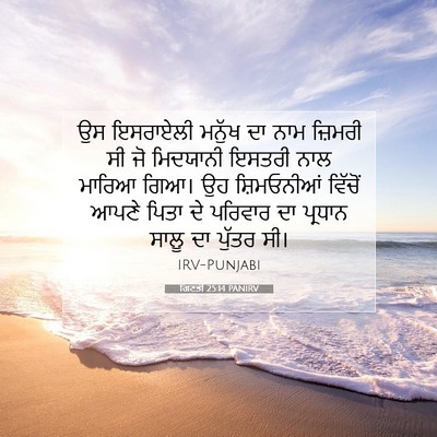 Picture 07 - ਗਿਣਤੀ 25:14 PANIRV - ਉਸ ਇਸਰਾਏਲੀ ਮਨੁੱਖ - Bible Verse Picture