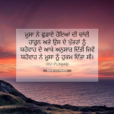 Picture 07 - ਗਿਣਤੀ 3:51 PANIRV - ਮੂਸਾ ਨੇ ਛੁਡਾਏ - Bible Verse Picture
