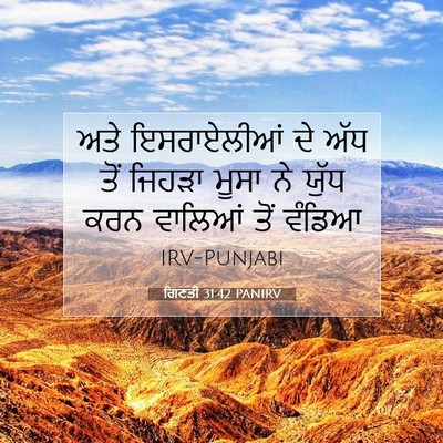 Picture 07 - ਗਿਣਤੀ 31:42 PANIRV - ਅਤੇ ਇਸਰਾਏਲੀਆਂ ਦੇ - Bible Verse Picture