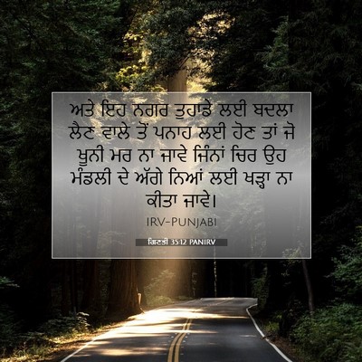 Picture 07 - ਗਿਣਤੀ 35:12 PANIRV - ਅਤੇ ਇਹ ਨਗਰ ਤੁਹਾਡੇ - Bible Verse Picture