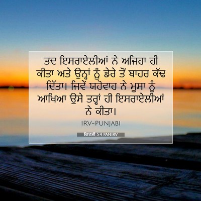 Picture 07 - ਗਿਣਤੀ 5:4 PANIRV - ਤਦ ਇਸਰਾਏਲੀਆਂ ਨੇ - Bible Verse Picture