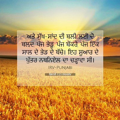 Picture 07 - ਗਿਣਤੀ 7:23 PANIRV - ਅਤੇ ਸੁੱਖ-ਸਾਂਦ ਦੀ - Bible Verse Picture