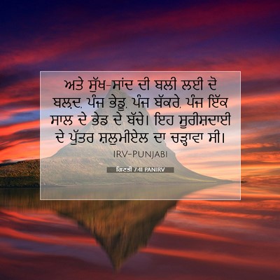 Picture 07 - ਗਿਣਤੀ 7:41 PANIRV - ਅਤੇ ਸੁੱਖ-ਸਾਂਦ ਦੀ - Bible Verse Picture