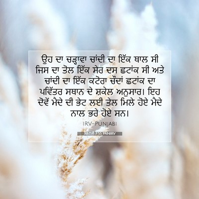 Picture 07 - ਗਿਣਤੀ 7:55 PANIRV - ਉਹ ਦਾ ਚੜ੍ਹਾਵਾ - Bible Verse Picture