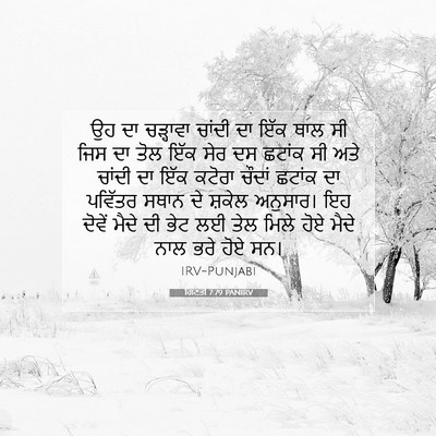 Picture 07 - ਗਿਣਤੀ 7:79 PANIRV - ਉਹ ਦਾ ਚੜ੍ਹਾਵਾ - Bible Verse Picture