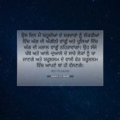 Picture 07 - ਜ਼ਕਰਯਾਹ 12:6 PANIRV - ਉਸ ਦਿਨ ਮੈਂ ਯਹੂਦੀਆਂ - Bible Verse Picture