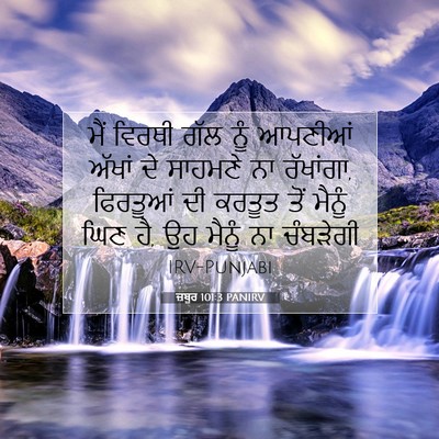 Picture 07 - ਜ਼ਬੂਰ 101:3 PANIRV - ਮੈਂ ਵਿਰਥੀ ਗੱਲ ਨੂੰ - Bible Verse Picture