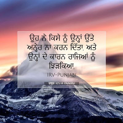 Picture 07 - ਜ਼ਬੂਰ 105:14 PANIRV - ਉਹ ਨੇ ਕਿਸੇ ਨੂੰ - Bible Verse Picture