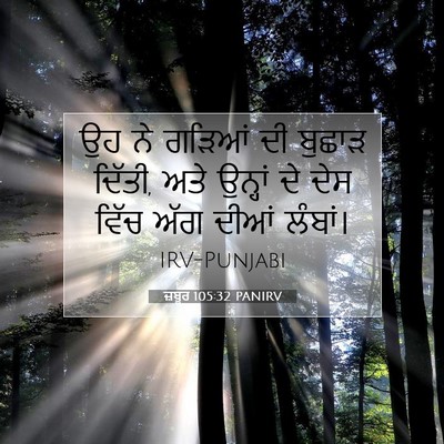 Picture 07 - ਜ਼ਬੂਰ 105:32 PANIRV - ਉਹ ਨੇ ਗੜਿਆਂ ਦੀ - Bible Verse Picture