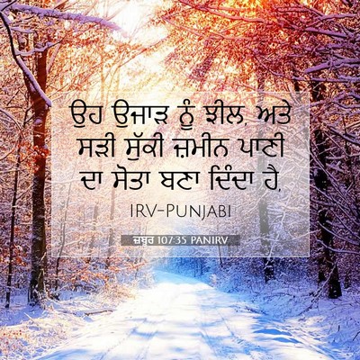 Picture 07 - ਜ਼ਬੂਰ 107:35 PANIRV - ਉਹ ਉਜਾੜ ਨੂੰ ਝੀਲ, - Bible Verse Picture