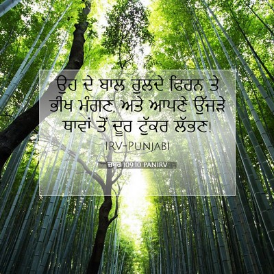 Picture 07 - ਜ਼ਬੂਰ 109:10 PANIRV - ਉਹ ਦੇ ਬਾਲ ਰੁਲਦੇ - Bible Verse Picture