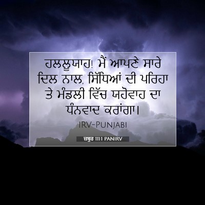 Picture 07 - ਜ਼ਬੂਰ 111:1 PANIRV - ਹਲਲੂਯਾਹ! ਮੈਂ ਆਪਣੇ - Bible Verse Picture