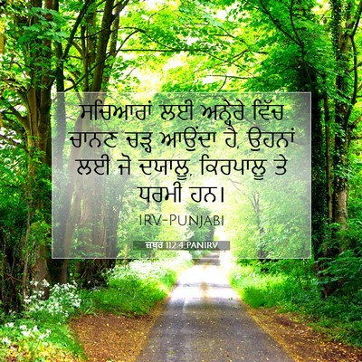 Picture 07 - ਜ਼ਬੂਰ 112:4 PANIRV - ਸਚਿਆਰਾਂ ਲਈ - Bible Verse Picture