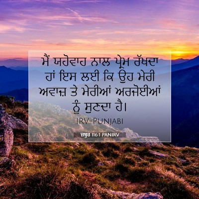 Picture 07 - ਜ਼ਬੂਰ 116:1 PANIRV - ਮੈਂ ਯਹੋਵਾਹ ਨਾਲ - Bible Verse Picture