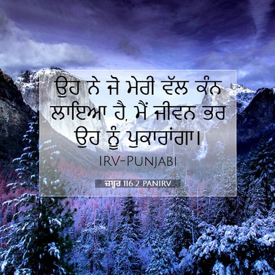 Picture 07 - ਜ਼ਬੂਰ 116:2 PANIRV - ਉਹ ਨੇ ਜੋ ਮੇਰੀ ਵੱਲ - Bible Verse Picture