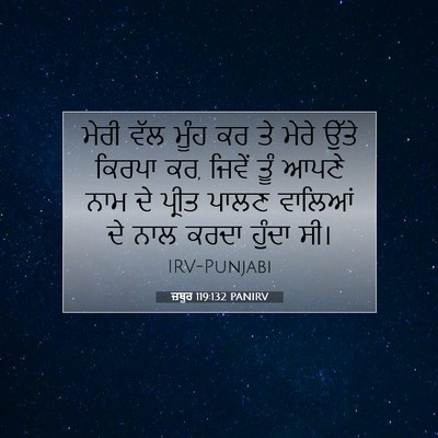 Picture 07 - ਜ਼ਬੂਰ 119:132 PANIRV - ਮੇਰੀ ਵੱਲ ਮੂੰਹ ਕਰ ਤੇ - Bible Verse Picture
