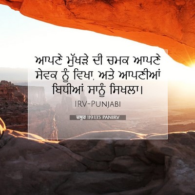 Picture 07 - ਜ਼ਬੂਰ 119:135 PANIRV - ਆਪਣੇ ਮੁੱਖੜੇ ਦੀ ਚਮਕ - Bible Verse Picture
