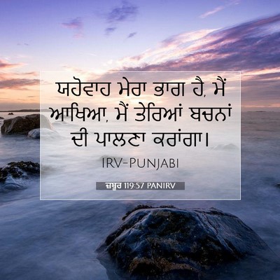Picture 07 - ਜ਼ਬੂਰ 119:57 PANIRV - ਯਹੋਵਾਹ ਮੇਰਾ ਭਾਗ ਹੈ, - Bible Verse Picture