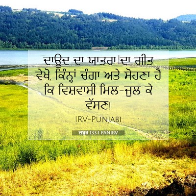 Picture 07 - ਜ਼ਬੂਰ 133:1 PANIRV - ਦਾਊਦ ਦਾ ਯਾਤਰਾ ਦਾ - Bible Verse Picture