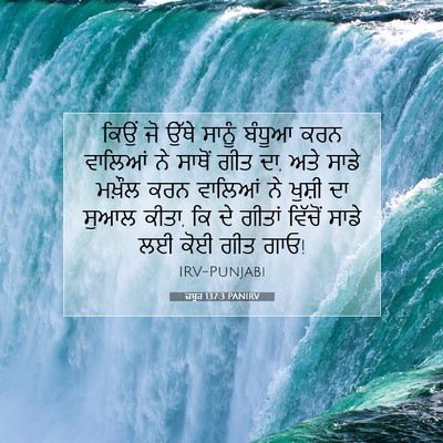 Picture 07 - ਜ਼ਬੂਰ 137:3 PANIRV - ਕਿਉਂ ਜੋ ਉੱਥੇ ਸਾਨੂੰ - Bible Verse Picture