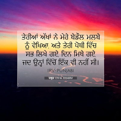 Picture 07 - ਜ਼ਬੂਰ 139:16 PANIRV - ਤੇਰੀਆਂ ਅੱਖਾਂ ਨੇ - Bible Verse Picture