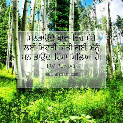 Picture 07 - ਜ਼ਬੂਰ 16:6 PANIRV - ਮਨਭਾਉਂਦੇ ਥਾਵਾਂ - Bible Verse Picture