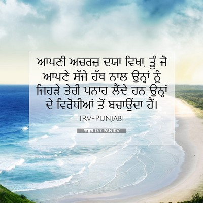 Picture 07 - ਜ਼ਬੂਰ 17:7 PANIRV - ਆਪਣੀ ਅਚਰਜ਼ ਦਯਾ - Bible Verse Picture