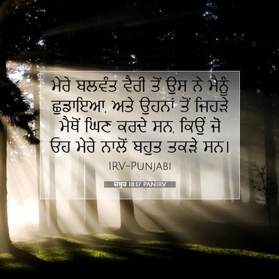 Picture 07 - ਜ਼ਬੂਰ 18:17 PANIRV - ਮੇਰੇ ਬਲਵੰਤ ਵੈਰੀ - Bible Verse Picture