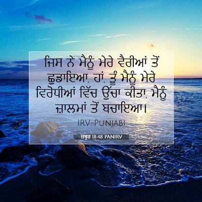Picture 07 - ਜ਼ਬੂਰ 18:48 PANIRV - ਜਿਸ ਨੇ ਮੈਨੂੰ ਮੇਰੇ - Bible Verse Picture