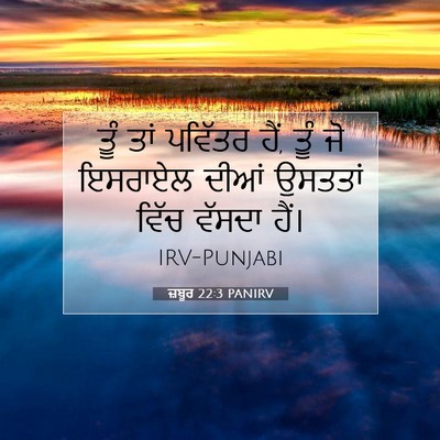 Picture 07 - ਜ਼ਬੂਰ 22:3 PANIRV - ਤੂੰ ਤਾਂ ਪਵਿੱਤਰ ਹੈਂ, - Bible Verse Picture
