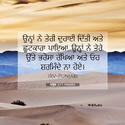 Picture 07 - ਜ਼ਬੂਰ 22:5 PANIRV - ਉਨ੍ਹਾਂ ਨੇ ਤੇਰੀ - Bible Verse Picture