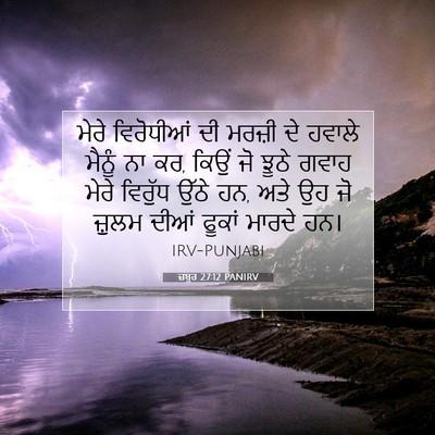 Picture 07 - ਜ਼ਬੂਰ 27:12 PANIRV - ਮੇਰੇ ਵਿਰੋਧੀਆਂ ਦੀ - Bible Verse Picture