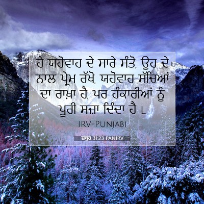 Picture 07 - ਜ਼ਬੂਰ 31:23 PANIRV - ਹੇ ਯਹੋਵਾਹ ਦੇ ਸਾਰੇ - Bible Verse Picture